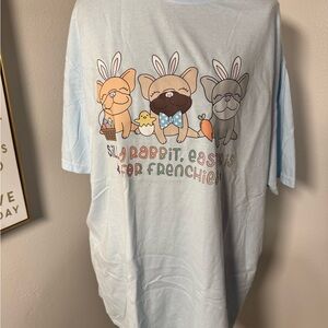 Light Blue Easter Frenchie Graphic Tee